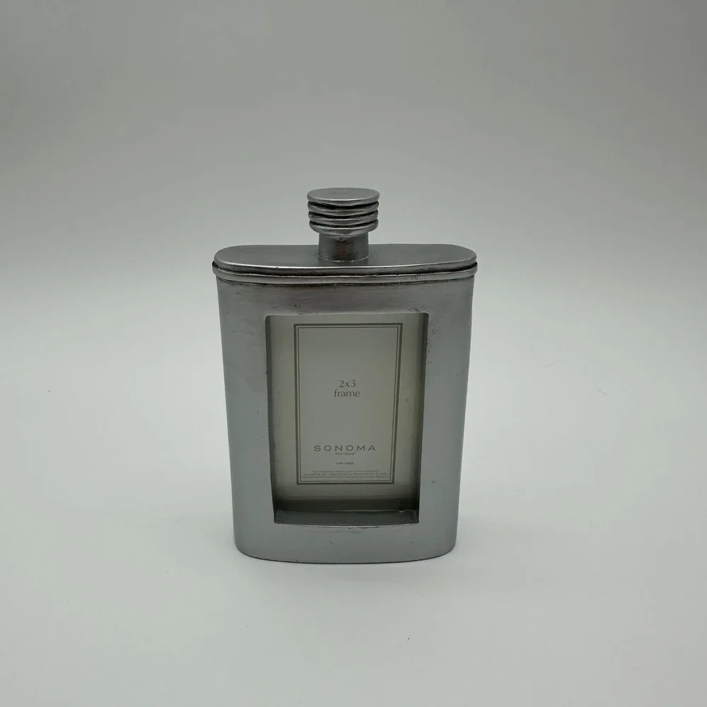 Sonoma Life Style Silver Flask Shaped Novelty Picture Frame 2x3 Photo Decor